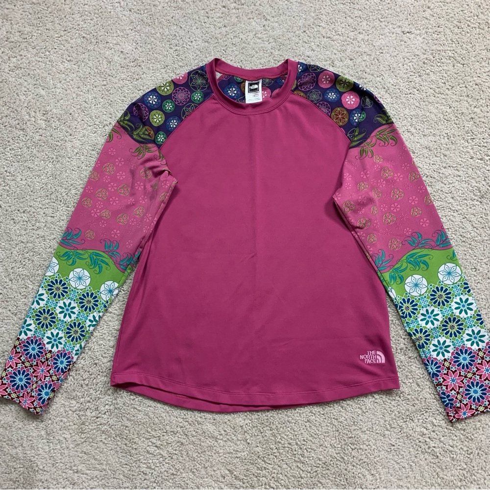 Women’s THE NORTH FACE Rose PINK Long Sleeve CREW NECK Athletic SHIRT  L